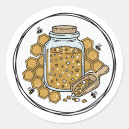 Honey Sugar Scrub Label Illustration | Honeycomb  Runt Klistermärke