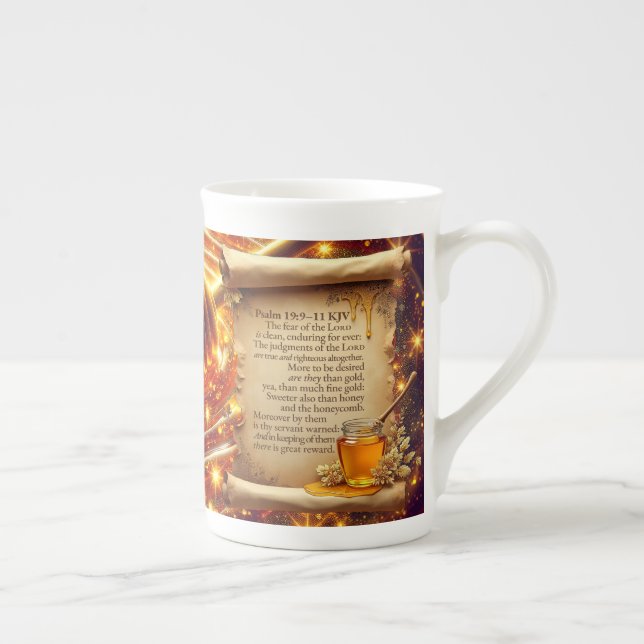 Honey Swirl | Psalm 19:9–11 KJV Mugg Benporslin Mugg (Höger)