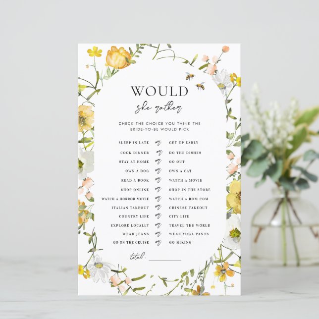 Honey Theme Bridal Shower Would She Rather-spel (Stående Fram)