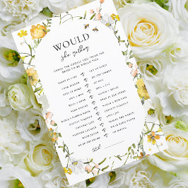Honey Theme Bridal Shower Would She Rather-spel
