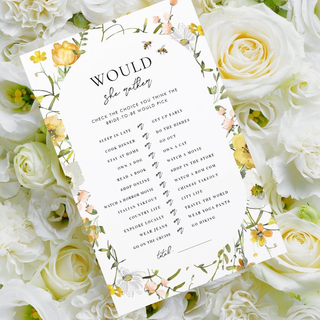 Honey Theme Bridal Shower Would She Rather-spel (Skapare uppladdad)