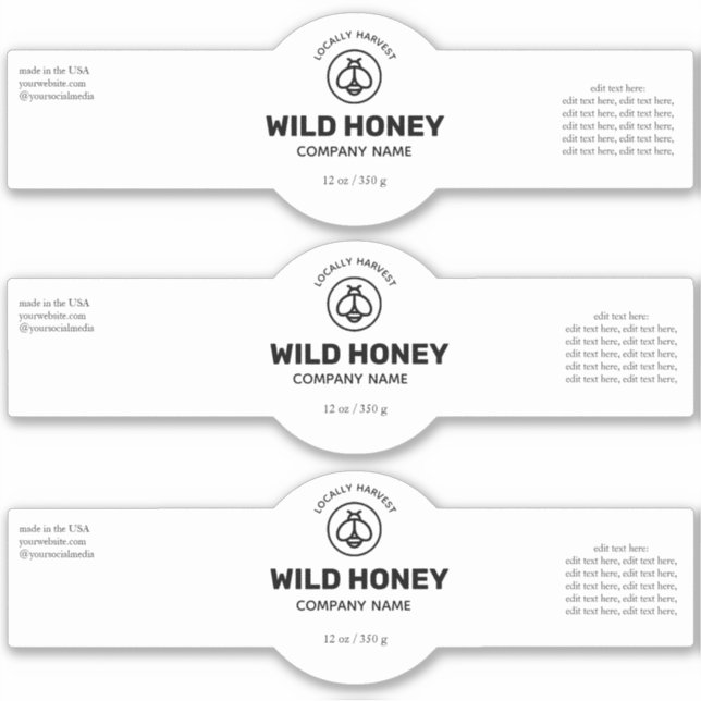 Honey Vinyl Svart & Vit Etikett (Framsida)