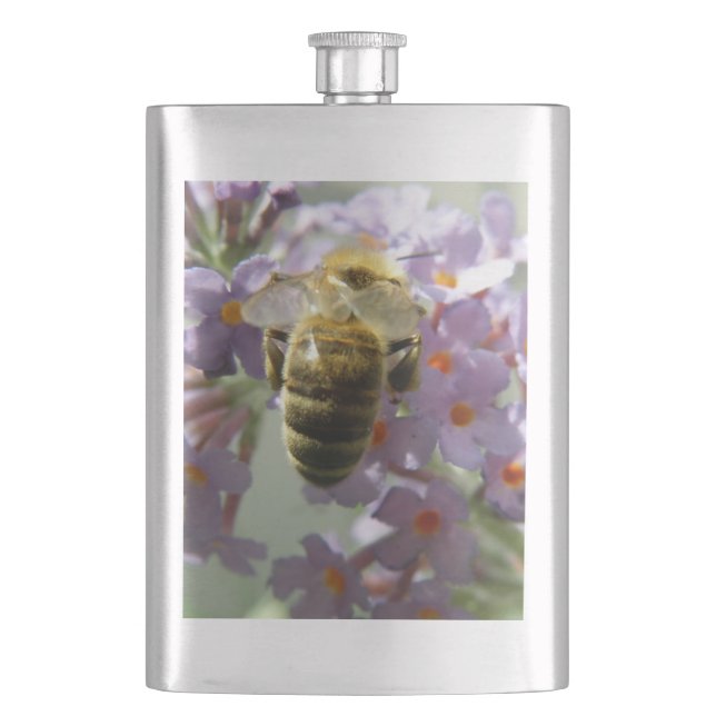 Honeybee and Buddleia Flowers Flask Fickplunta (Framsidan)