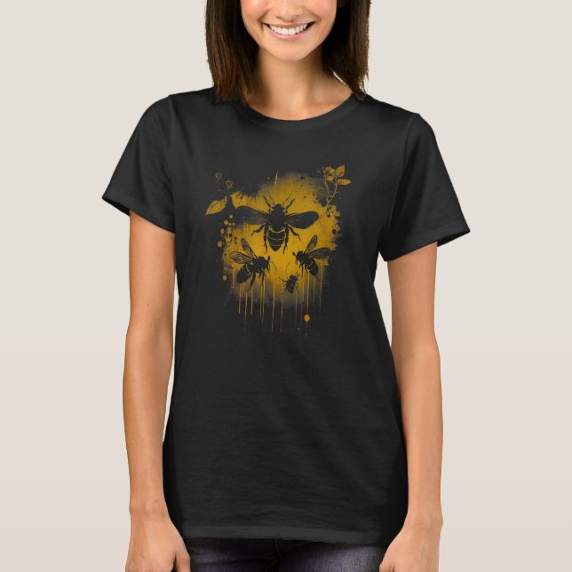 Honeybee and bumble bee for American hive beekeepe T Shirt (Framsida)