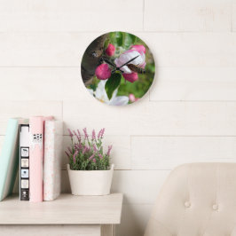 Honeybee & Apple Blossom | Fine Art Glass Clock Stor Klocka
