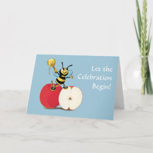 Honeybee Apple Rosh HaShana Helgkort