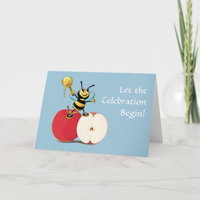 Honeybee Apple Rosh HaShana Helgkort (Framsida)