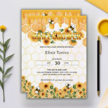 Honeybee Baby Shower guld Solros Honeycomb Honeybe