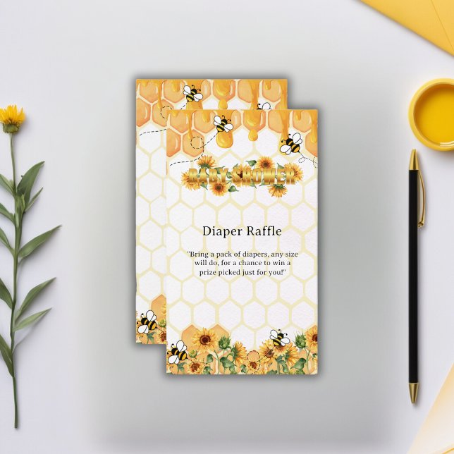 Honeybee Baby Shower guld Solros Honeycomb Honeybe Tilläggskort (Skapare uppladdad)