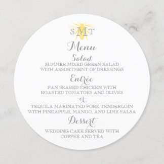 Honeybee Bröllop Round Menu Meny