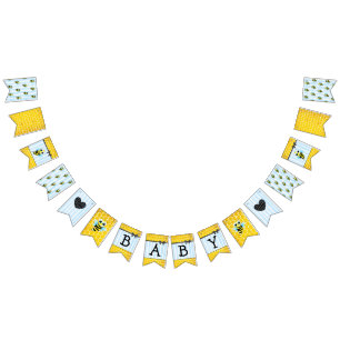 Honeybee Bumblebee Honeycomb Blue Boy Shower Vimplar