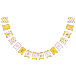 Honeybee Bumblebee Honeycomb Rosa Baby Shower Vimplar