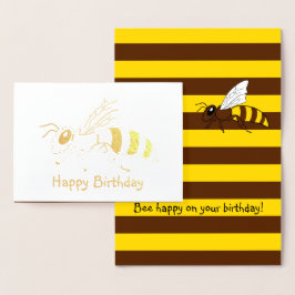 Honeybee Foil Birthday Card Folierat Kort