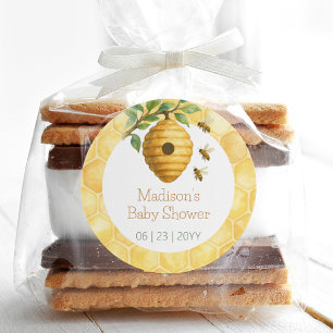 Honeybee Hive Baby Shower Runt Klistermärke