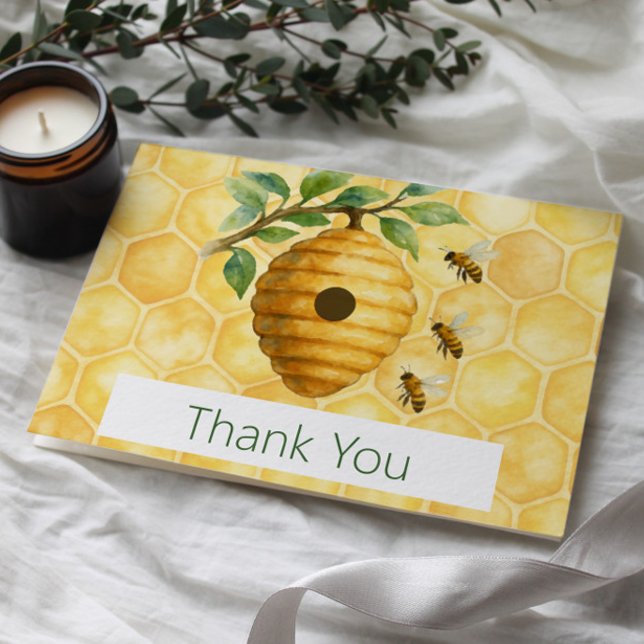 Honeybee Hive Baby Shower Tack Kort (Honeybee Hive Baby Shower Thank you Card)
