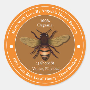 Honeybee Honeycomb Bee Apiary Business Labels Runt Klistermärke