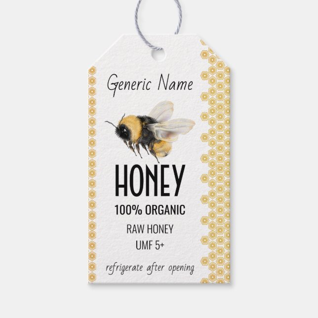 Honeybee Honeycomb Honung Presentetikett (Framsidan)