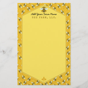 Honeybee Honeycomb Humla Farm Apiary Anpassningsba Brevpapper