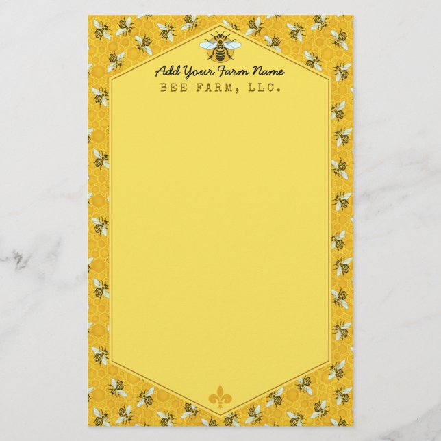 Honeybee Honeycomb Humla Farm Apiary Anpassningsba Brevpapper (Framsida)