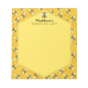 Honeybee Honeycomb Humla Honung Do List Anpassning Anteckningsblock