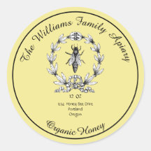 Honeybee Honung Burk Apiary Label | Organiskt honu