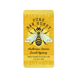 Honeybee Honung Burk Apiary Labels | Honeycomb Bee Adressetikett