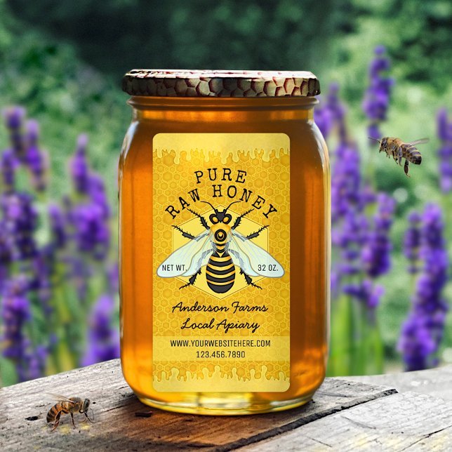 Honeybee Honung Burk Apiary Labels | Honeycomb Bee Fraktsedel (Skapare uppladdad)