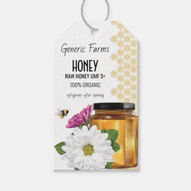 Honeybee Honung Burk Presentetikett (Framsidan)