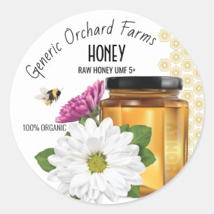 Honeybee Honung Burk Runt Klistermärke