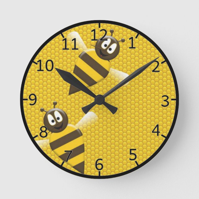 Honeybee i honungskaka rund klocka (Framsida)
