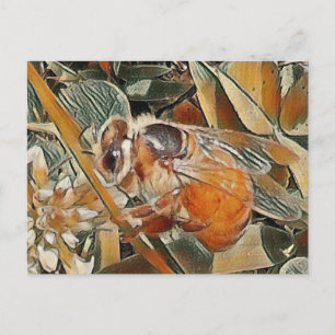 HONEYBEE I KLÖVER - POSTCARD VYKORT