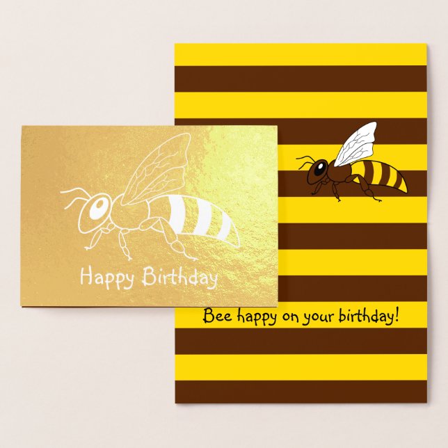 Honeybee Inverterat foil Birthday-kort Folierat Kort (Display)