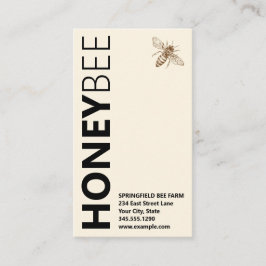 HONEYBee Logotyp Lodrät Typography Ivory White Visitkort