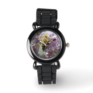 Honeybee och Buddleia Flowers Glitter Watch Armbandsur