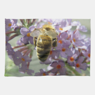 Honeybee och Buddleia Flowers Kitchen Towel Kökshandduk