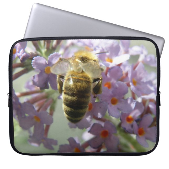 Honeybee och Buddleia Flowers Laptop sleeve (Framsidan)
