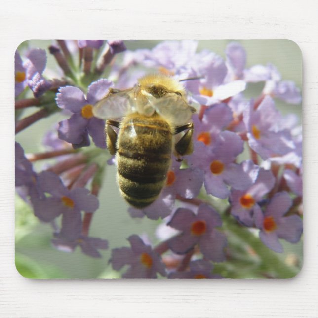 Honeybee och Buddleia Flowers Mousepad Musmatta (Framsidan)