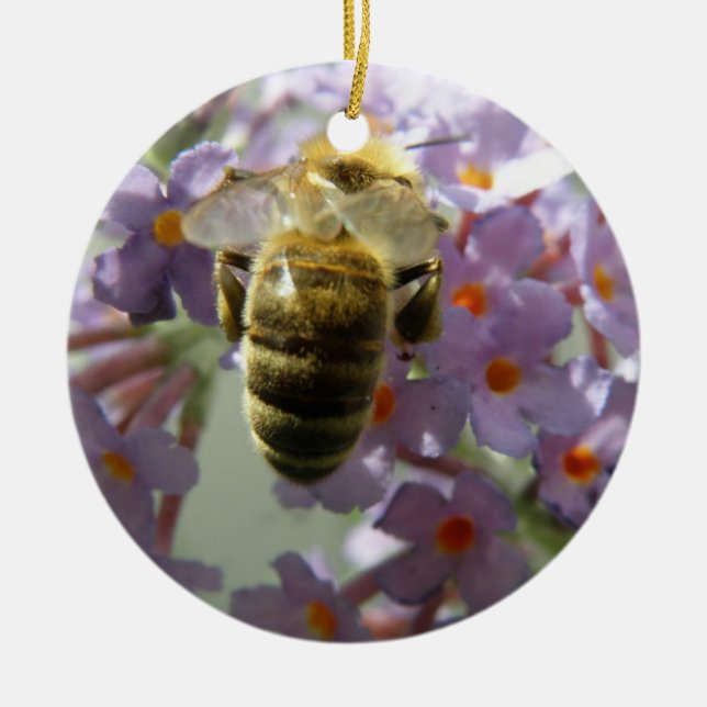 Honeybee och Buddleia Flowers Ornament (Framsidan)