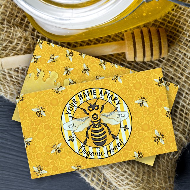 Honeybee och Honeycomb biodling Apiary Bee Farm Visitkort (Skapare uppladdad)