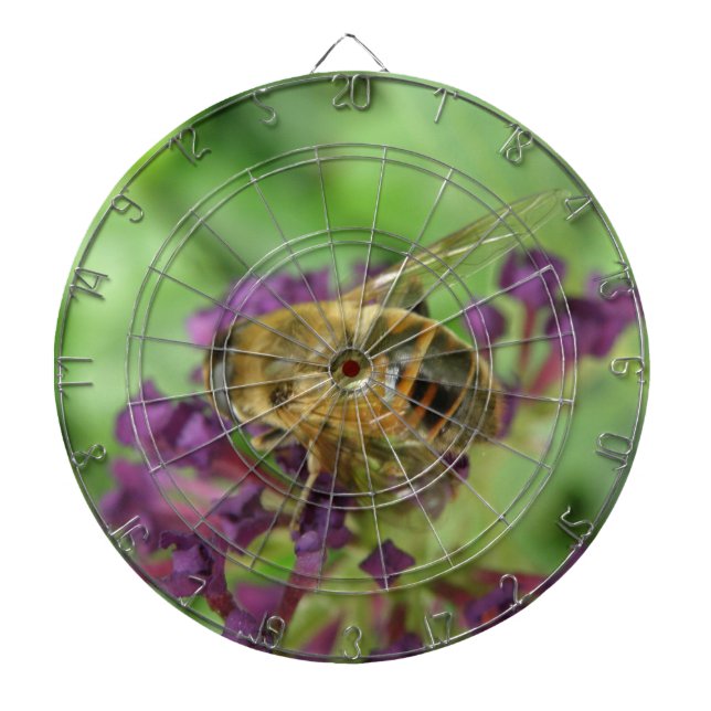 Honeybee och Lila blommor Dart Board Darttavla (Framsidan)