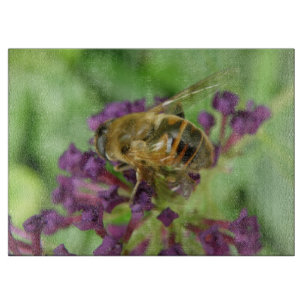 Honeybee och Lila blommor Glasskärskivor
