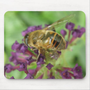 Honeybee och Lila blommor Mousepad Musmatta
