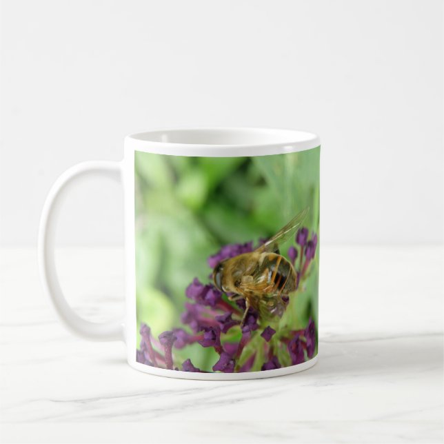 Honeybee och Lila blommor Mugg (Vänster)