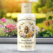 Honeybee på Faux Parchment Papper Cosmetics-etiket
