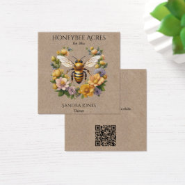 Honeybee på Kraft Papper w QR-Affärskort Fyrkantigt Visitkort