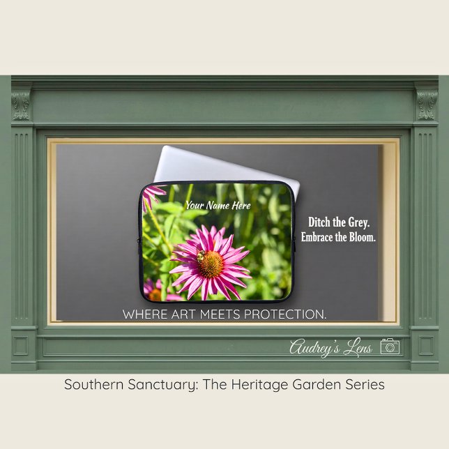 Honeybee & Pink Coneflower Laptop Sleeve (Skapare uppladdad)