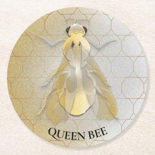Honeybee Queen Bee Metall Coin Underlägg Papper Rund