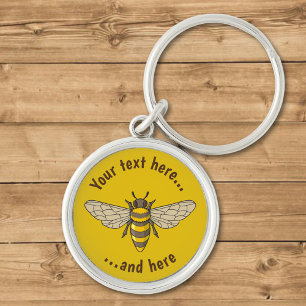 Honeybee Rund Silverfärgad Nyckelring