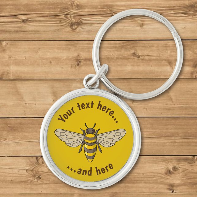 Honeybee Rund Silverfärgad Nyckelring (Skapare uppladdad)