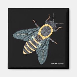 Honeybee (svart) - Fyrkantnät Magnet